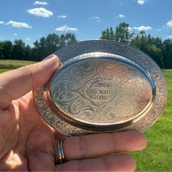 Gorgeous tin Turkish trinket dish with lid - Picture 2 of 7